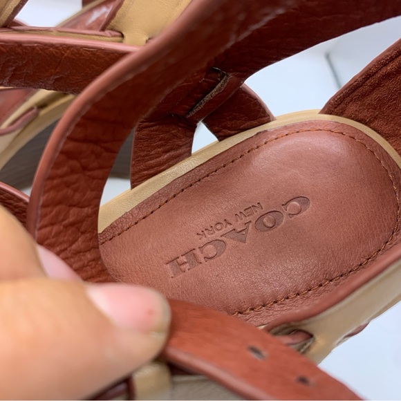 Coach Dawn Open Toe Leather Wedge Sandal size 7B - Picture 5 of 11